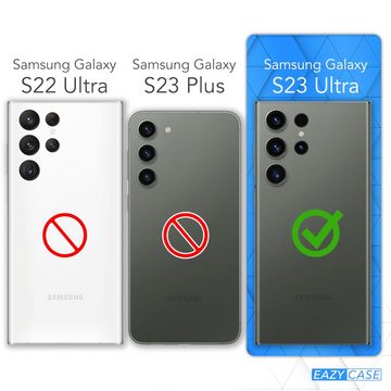 EAZY CASE Handyhülle Premium Silikon Case für Samsung Galaxy S23 Ultra 6,8 Zoll, Slimcover mit Displayschutz Hülle Bumper Case kratzfest Etui Hellblau