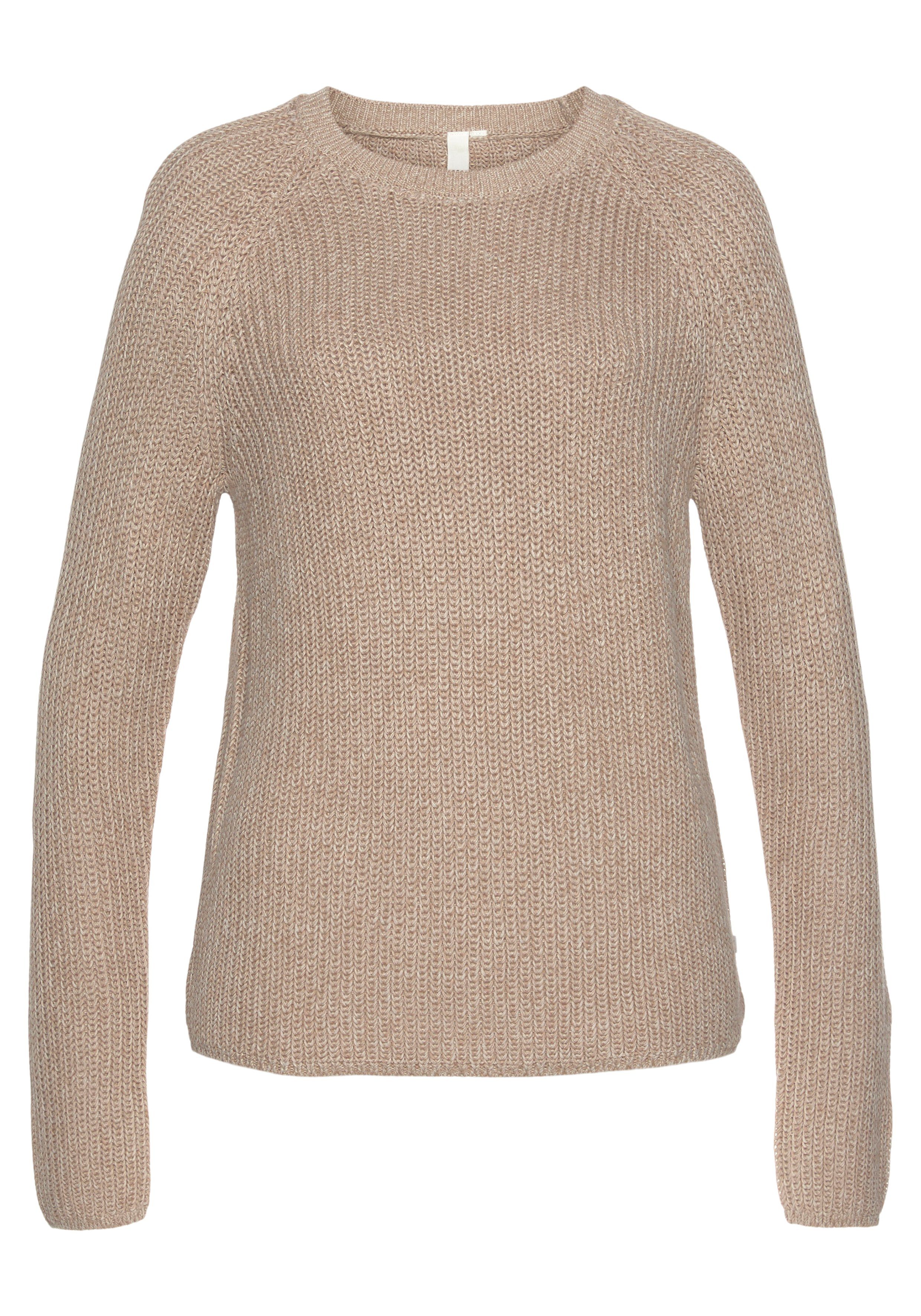 QS Strickpullover im klassischen Look melange, beige