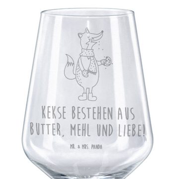 Mr. & Mrs. Panda Rotweinglas Fuchs Keks - Transparent - Geschenk, Küche Deko, Hochwertige Weinacce, Premium Glas, Stilvolle Gravur