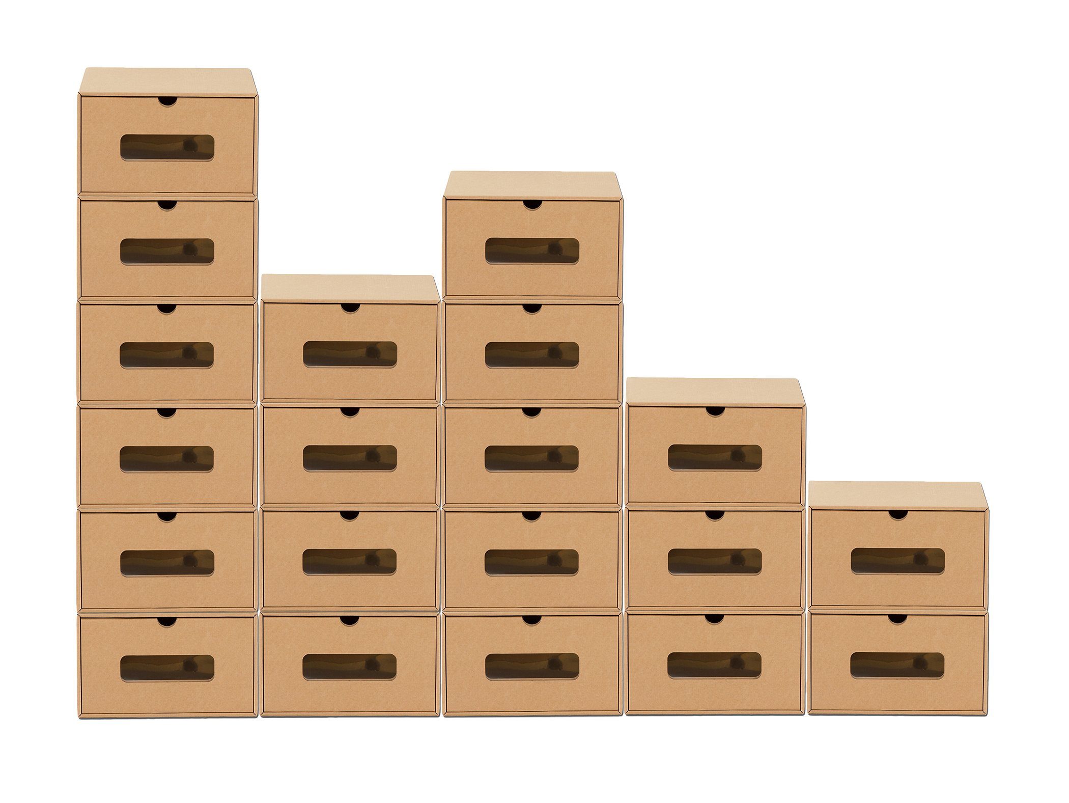BigDean Schuhbox 20 Boxen stapelbar mit Sichtfenster & Schublade Schuhe Spielzeug etc. (Set, 20 St., Schuhbox), Bemalbar, Dekorierbar, Stapelbar
