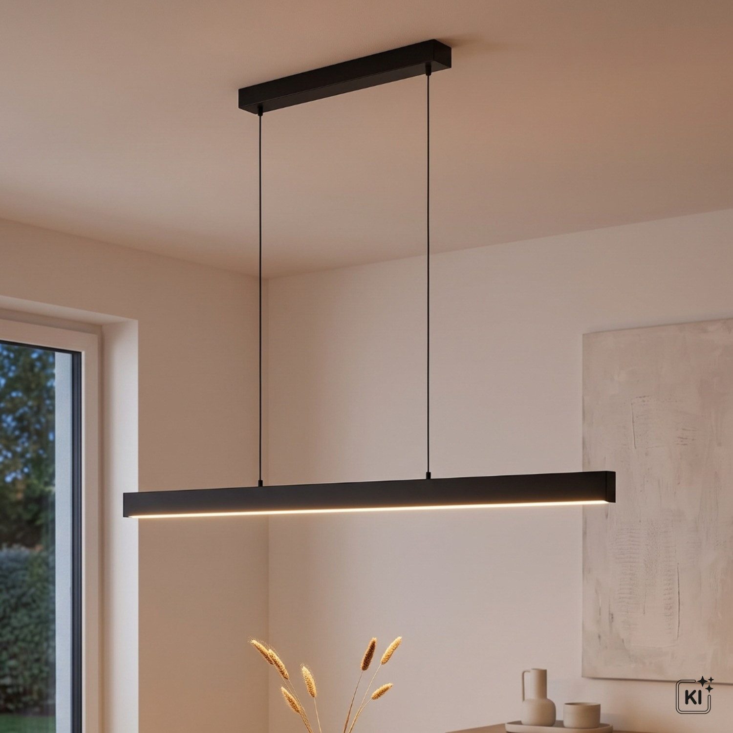 Licht-Erlebnisse Pendelleuchte RADLIN, LED, Warmweiß, Metall LED H: max. 113 cm Schwarz länglich 2700 K warmweiß Modern – Bild 3 von 5