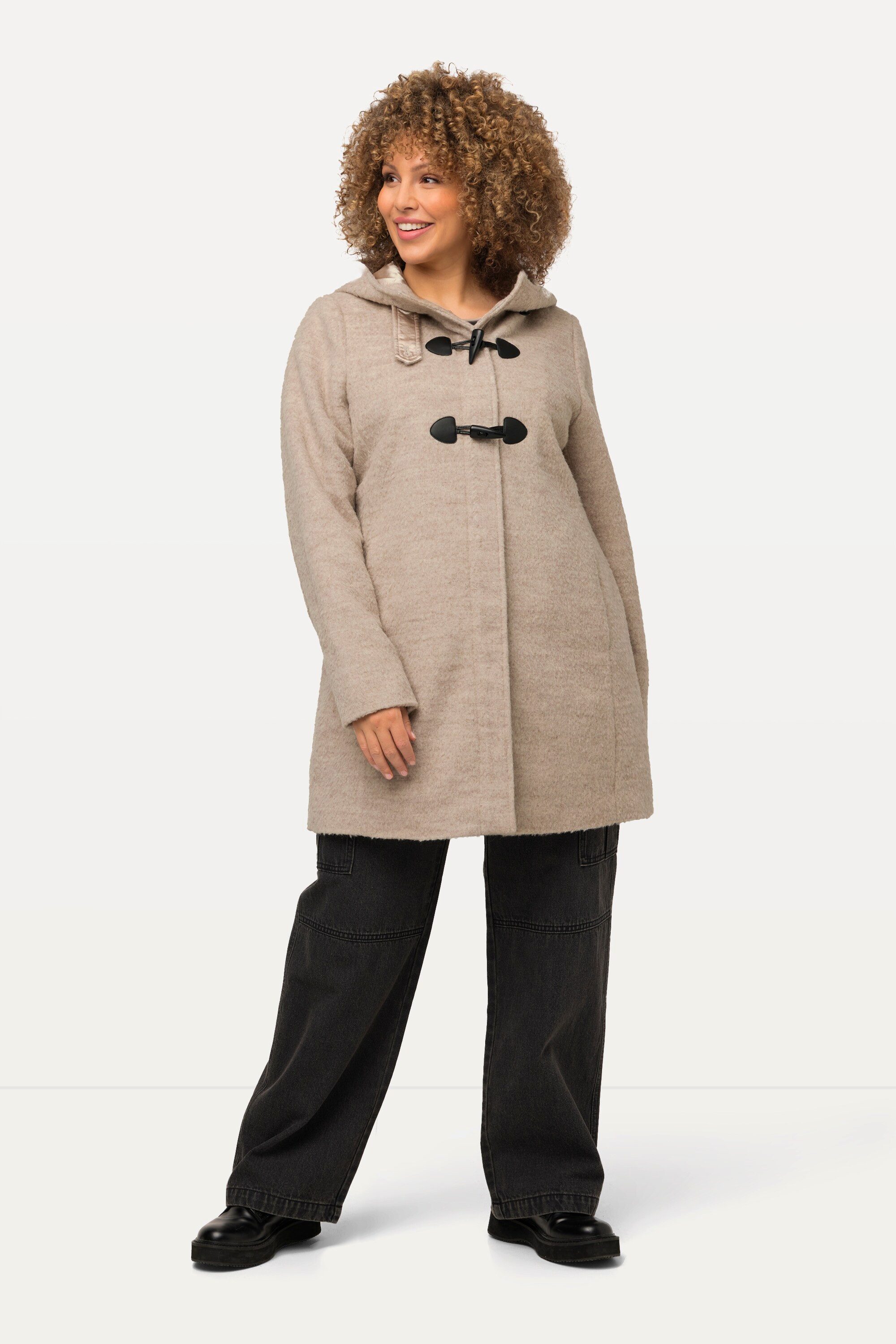 Ulla Popken Wintermantel Dufflecoat A-Line Wollmix günstig online kaufen