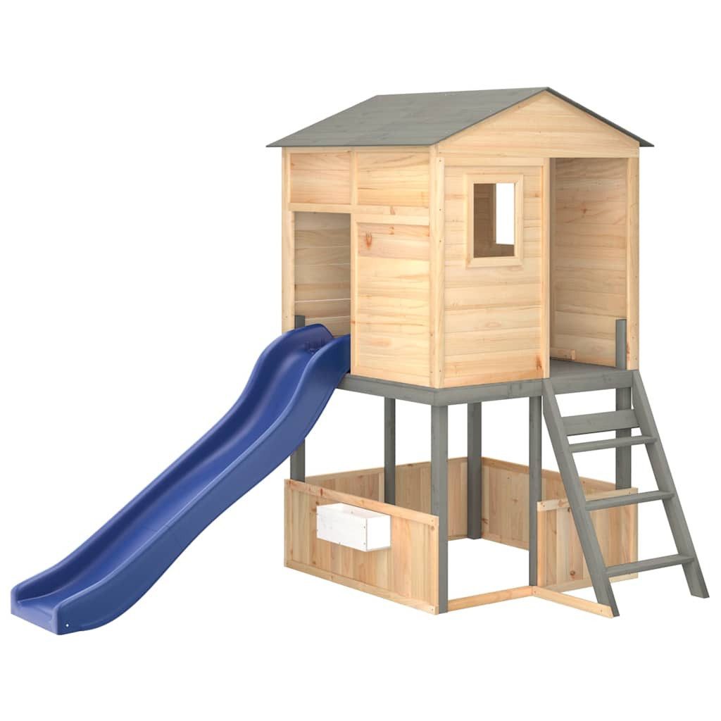 vidaXL Spielturm Spielturm Dunkelgrau Massivholz Tanne