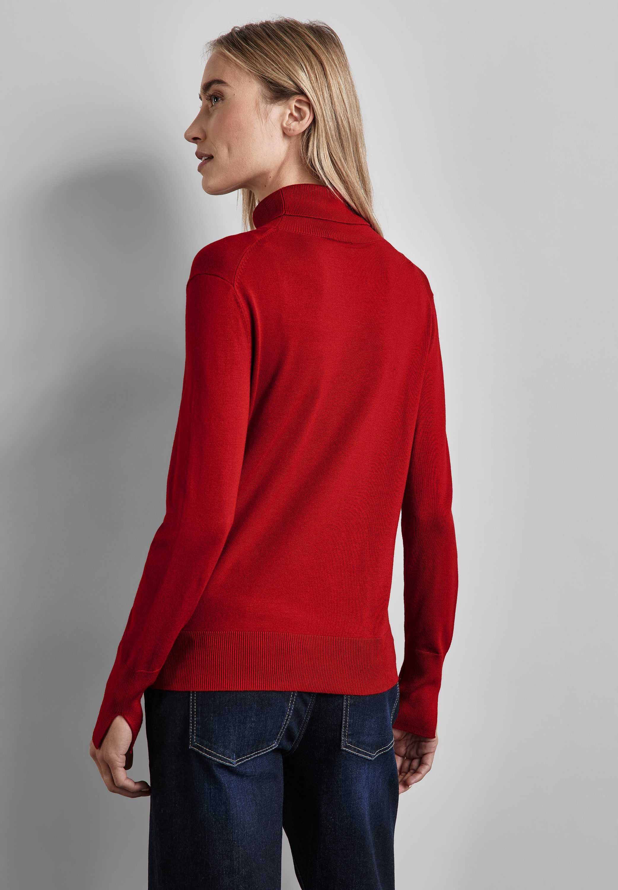 STREET ONE Rollkragenpullover mit Materialmix