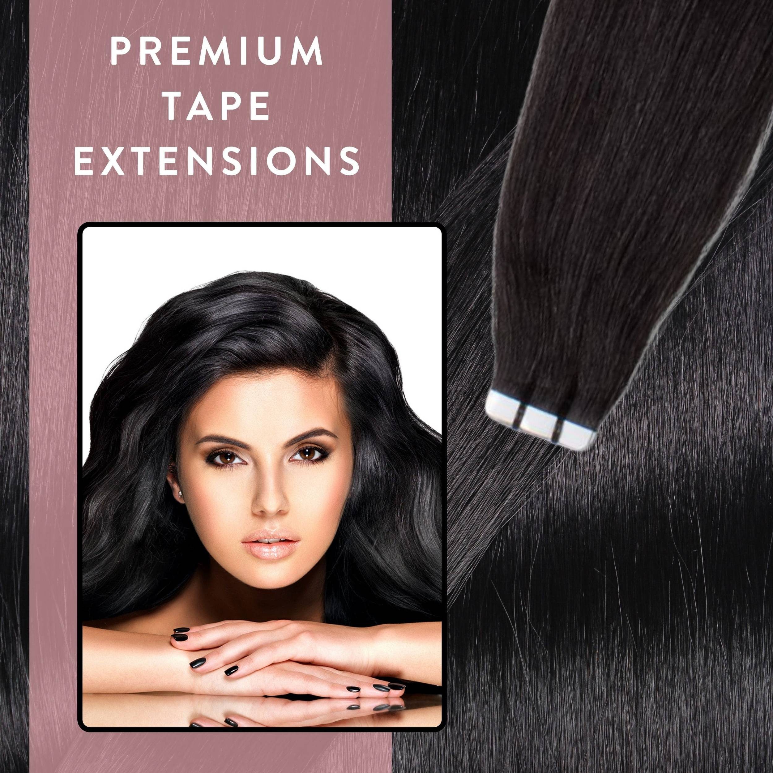 hair2heart Echthaar-Extension Premium Tape Extensions #2/0 Schwarz 40cm