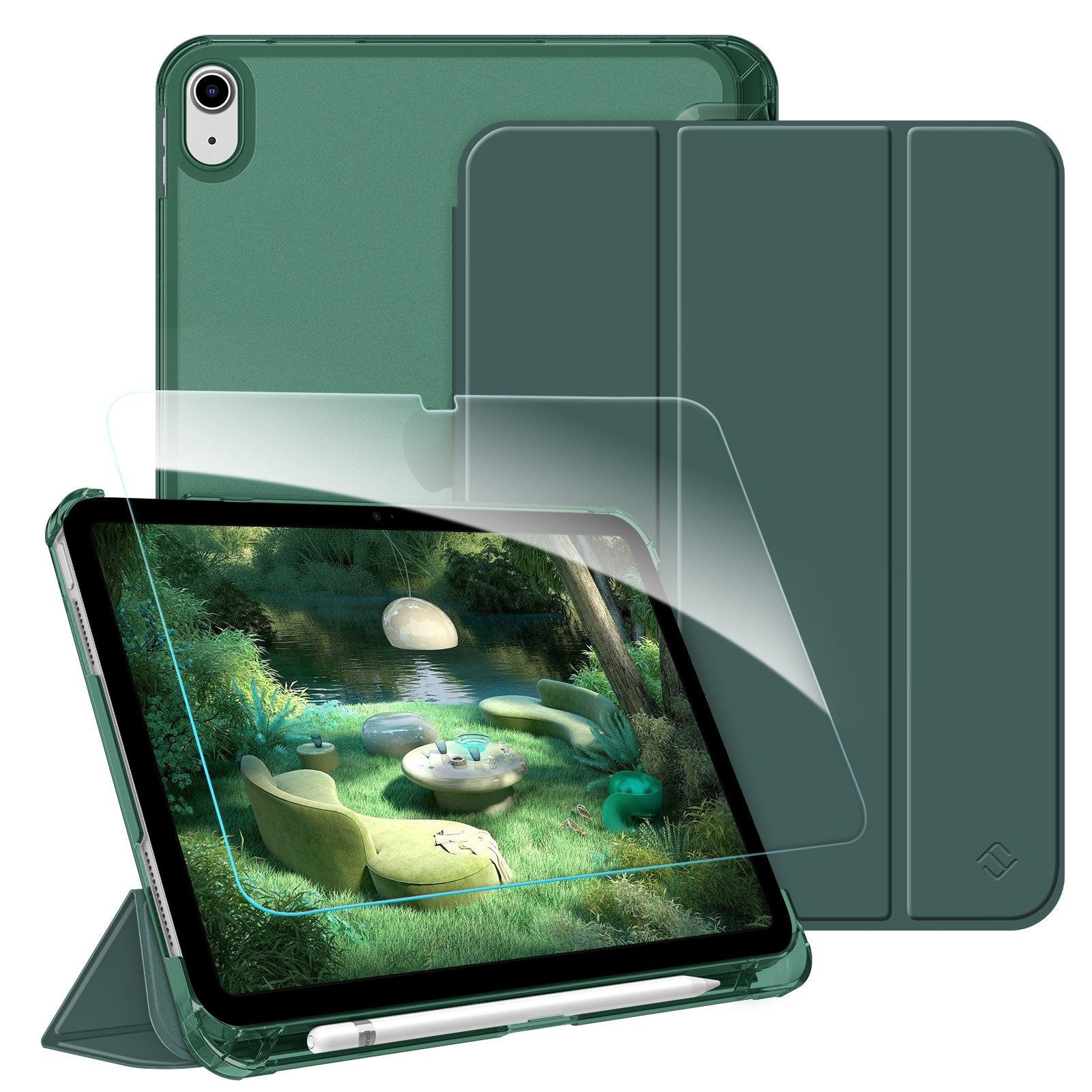 Fintie Tablet-Hülle für iPad 11 Generation 11'' 2025 (A16), iPad 10 Generation 10.9'' 2022, mit Schutzfolie-ultradünne transparente Rückseite Case mit Stifthalter