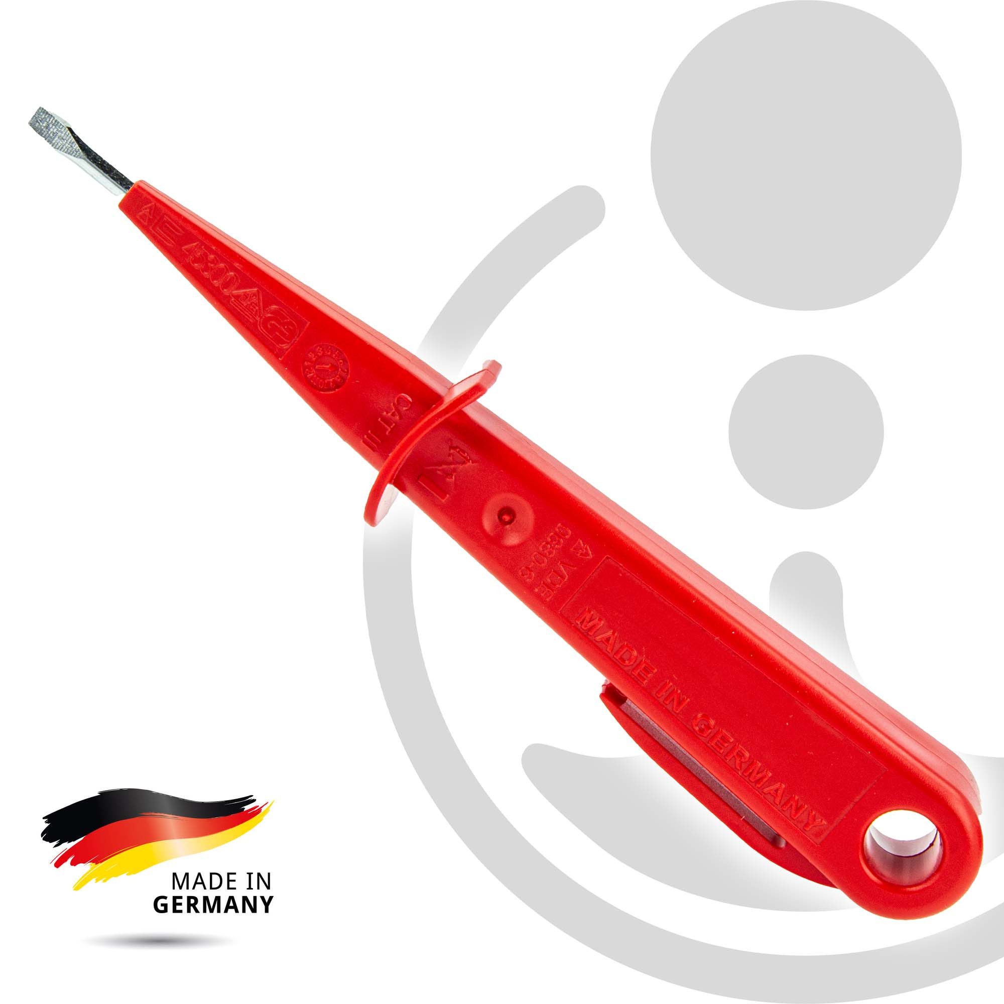 EUROTOOLS Schraubendreher Spannungsprüfer Phasenprüfer 250 V, Schlitz - Schraubendreher 150 mm