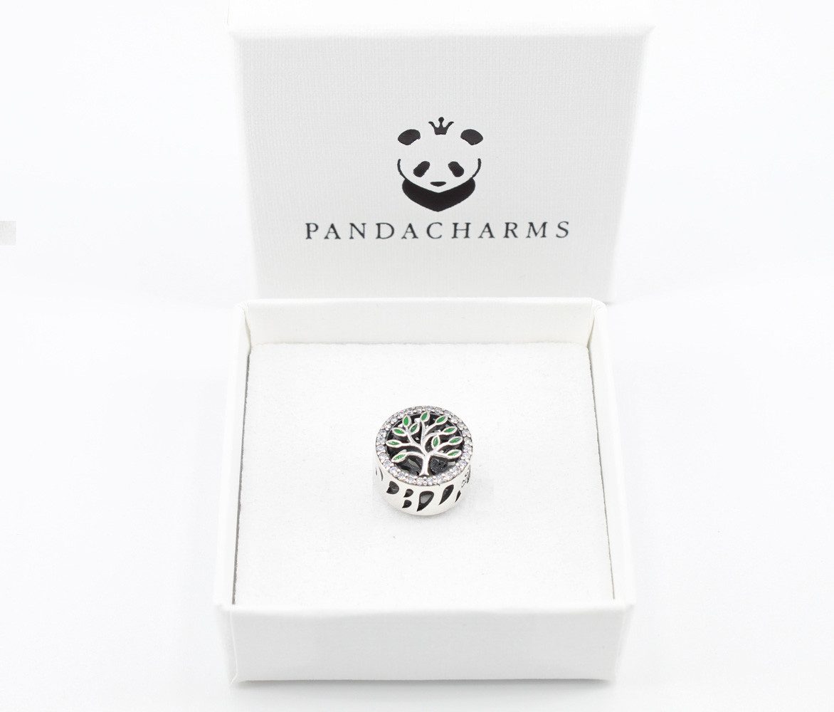 PANDACHARMS Bead Lebensbaum im Strahlenkranz Charm für Charm Armband, 925er Silber