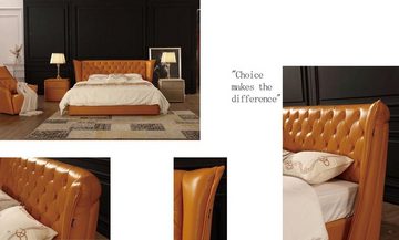 JVmoebel Bett Designer Doppelbett Bett Betten Leder Chesterfield Hotel Schlafzimmer