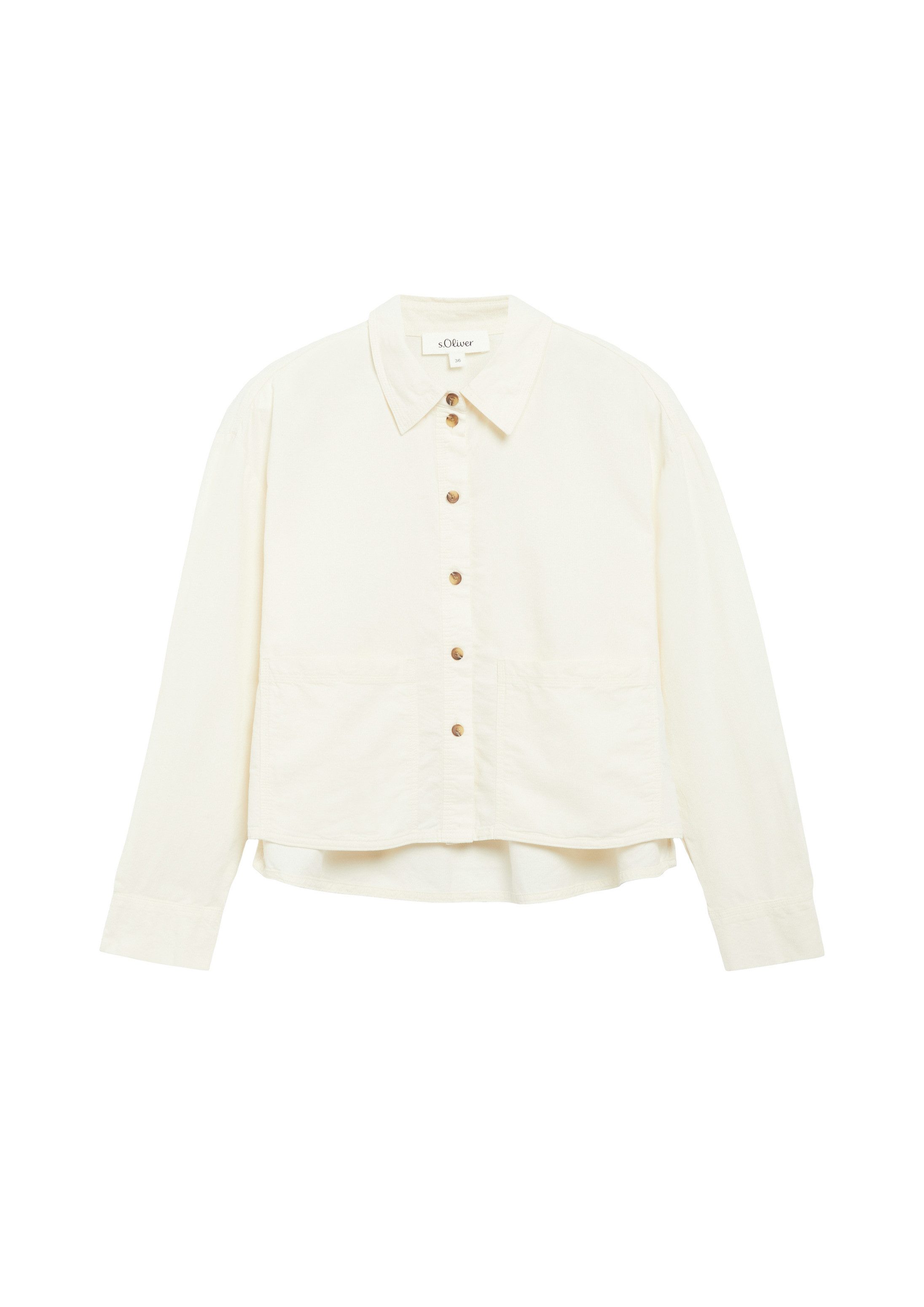 s.Oliver Langarmhemd Bluse Weiche Cordbluse mit aufgesetzten Taschen