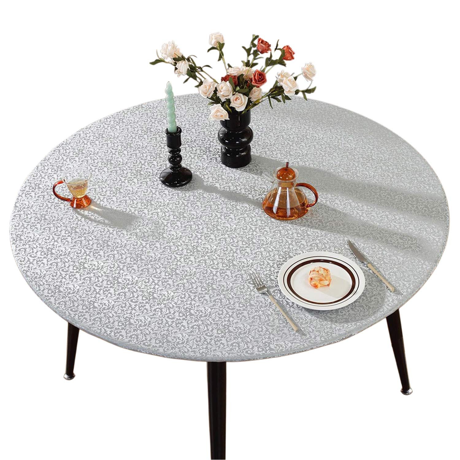 Refttenw Tischdecke Runde Tischdecke,Gartentischdecke,Wasserabweisend,mit Gummizug