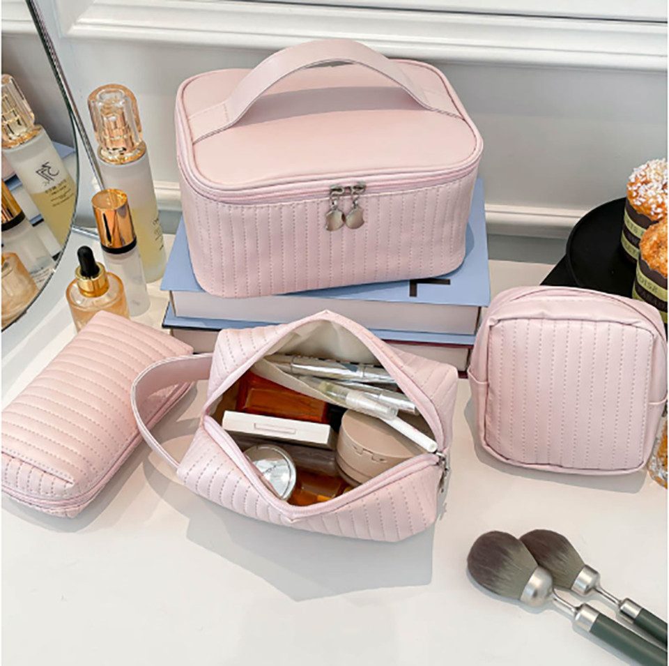 Luckice Kosmetiktasche 4-teiliges Kosmetiktaschen Set in Rosa (4 verschiedene Größen Kulturbeutel für Make-up, Pinsel & Pflegeprodukte, Reise Schminktasche mit  – Bild 5 von 5