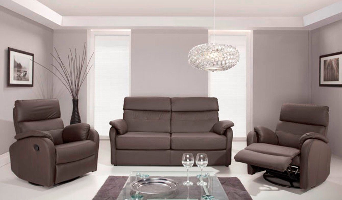JVmoebel Sofa, Verstellbare Sofagarnitur Elektrische Fußstützen Couch Leder  Sofa Kino 3+1+1 Neu