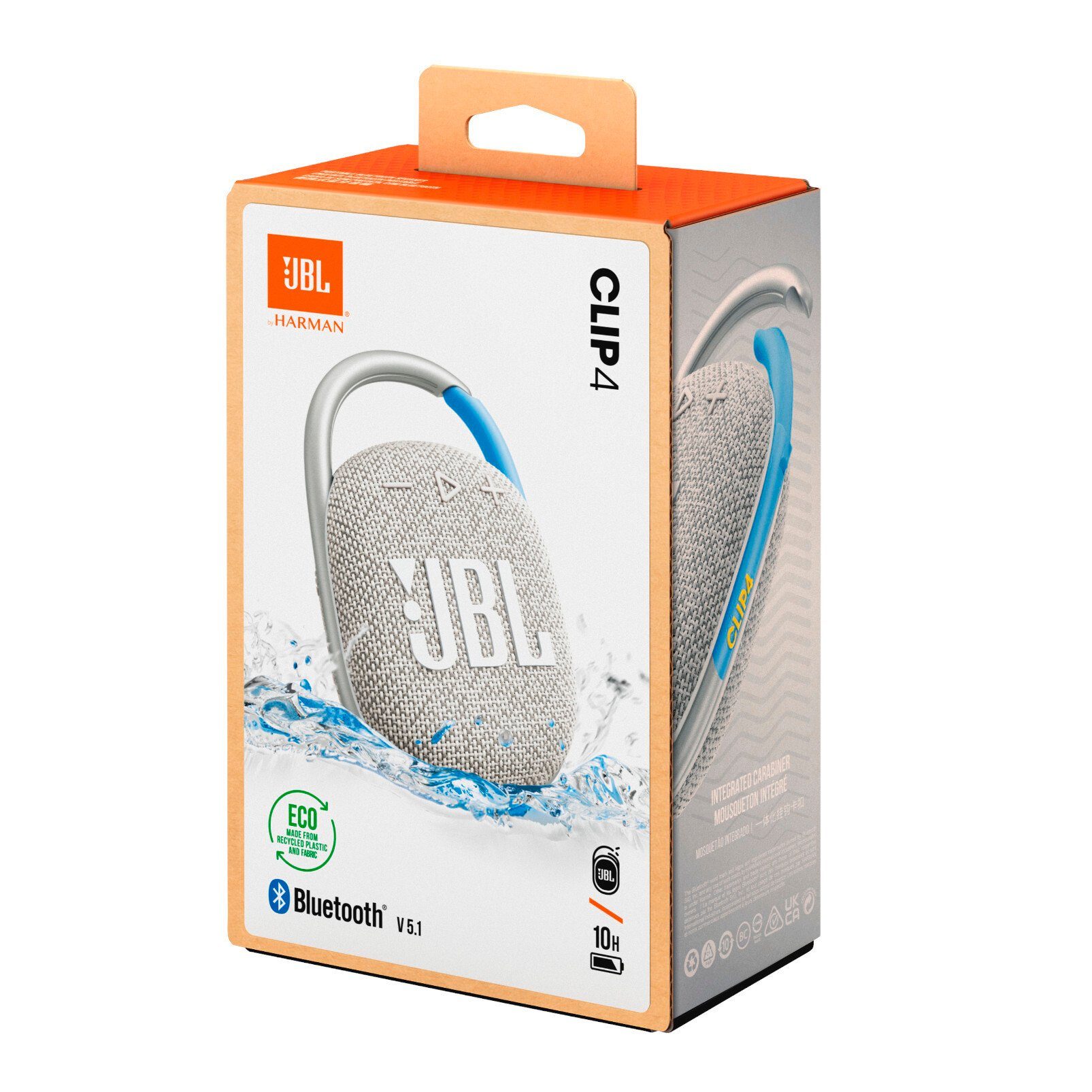 JBL Clip 4 ECO Bluetooth-Lautsprecher 5 Weiß (Bluetooth, W)