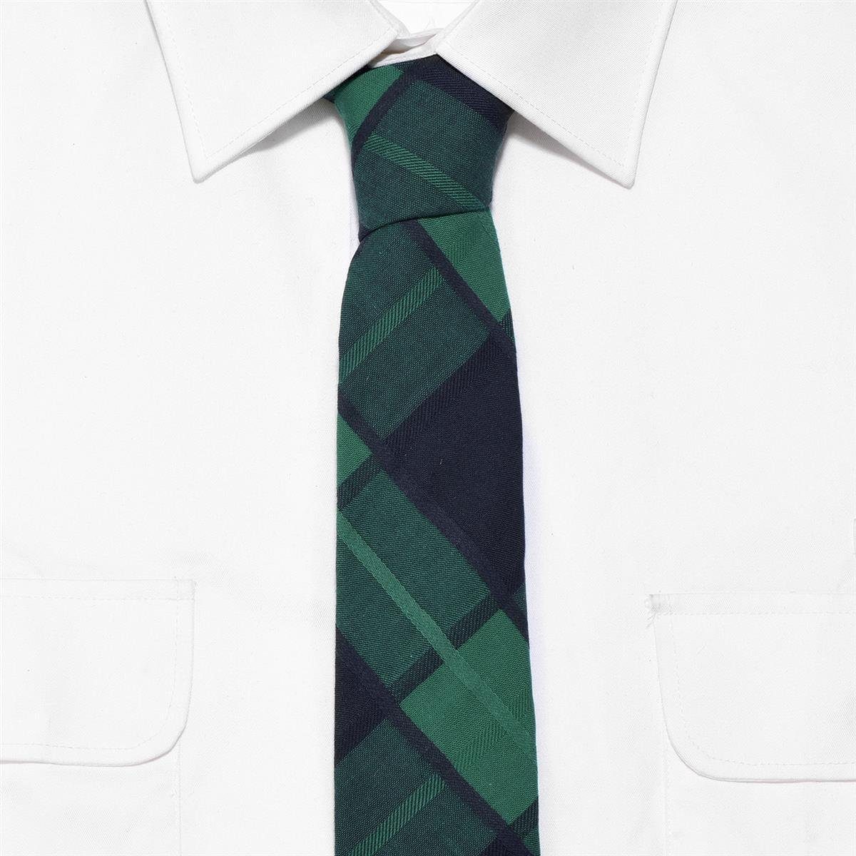 DonDon Krawatte Herren Krawatte 1-St., Veranstaltungen mit oder für oder festliche kariert cm (Packung, Krawatte) Karos 6 Baumwolle, gestreift, grün-blau Streifen Büro kariert oder 1x