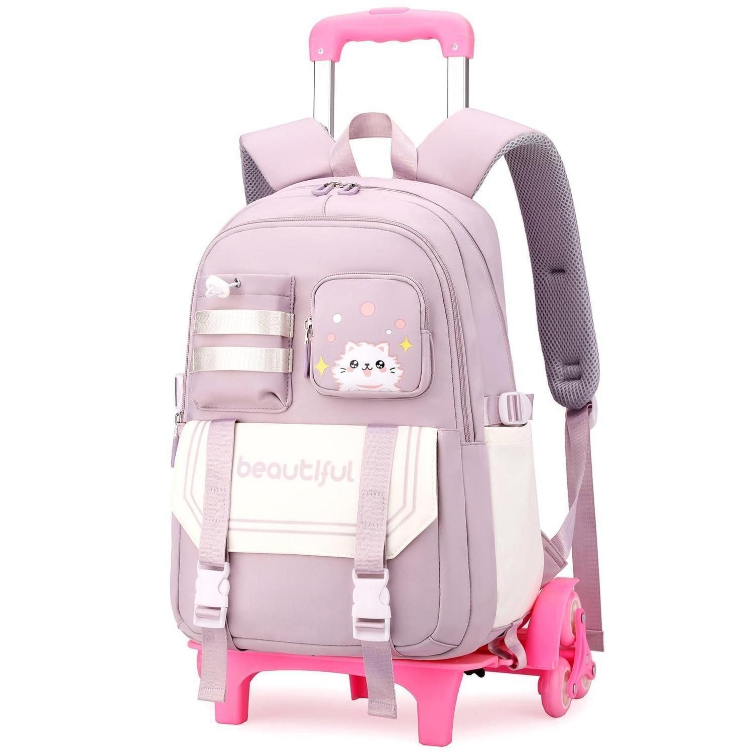 LuxusKollektion Schulranzen Schulrucksack Trolley Mädchen 6 Räder Lila