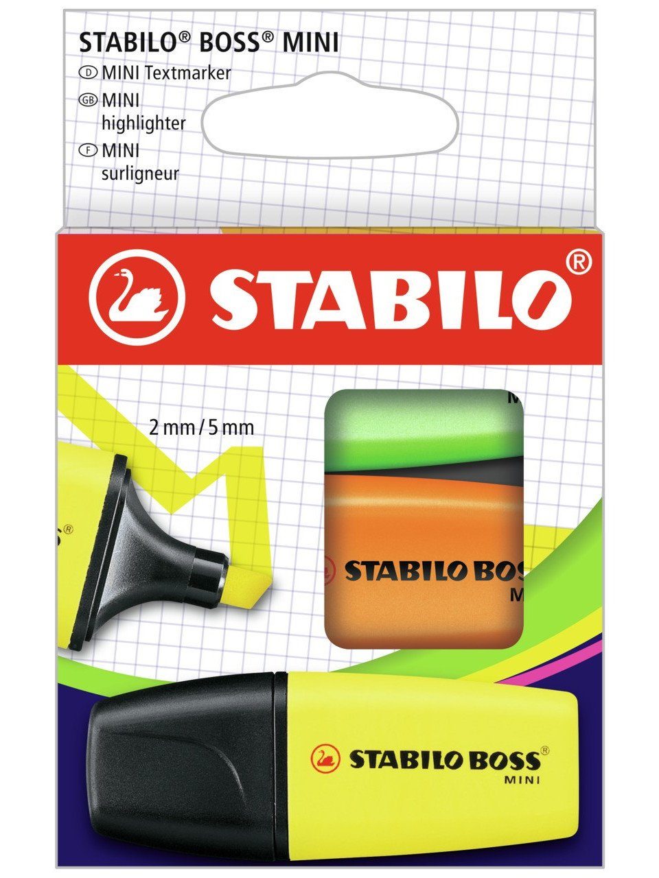 STABILO Marker STABILO Marker BOSS MINI gelb, orange, grün, 3er Set