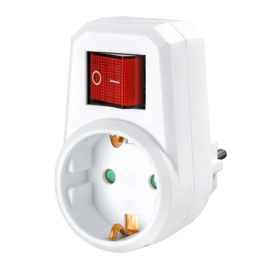 HEITECH Steckdosenschalter Abschaltbarer Zwischenstecker 2-polig Ein-Aus Schalter beleutet, max. 3500,00 W, 1-St., für Innenräume, kostenloser Versand