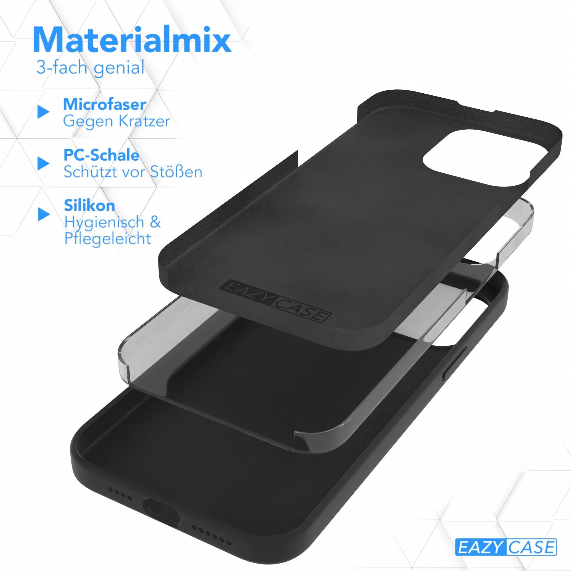 EAZY CASE Handyhülle für Apple iPhone 15 Pro Max Premium Silikon 6,7 Zoll, Hülle mit Kameraschutz Bumper Silikonhülle stoßfest Slimcover Schwarz – Bild 5 von 5