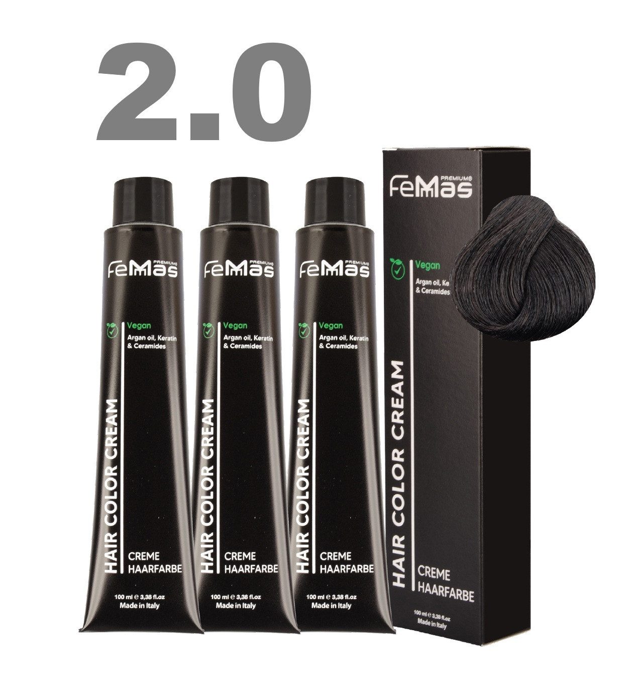 Femmas Premium Haarfarbe FemMas professionelle Haarfarbe mit Arganöl 3 x 100 ml