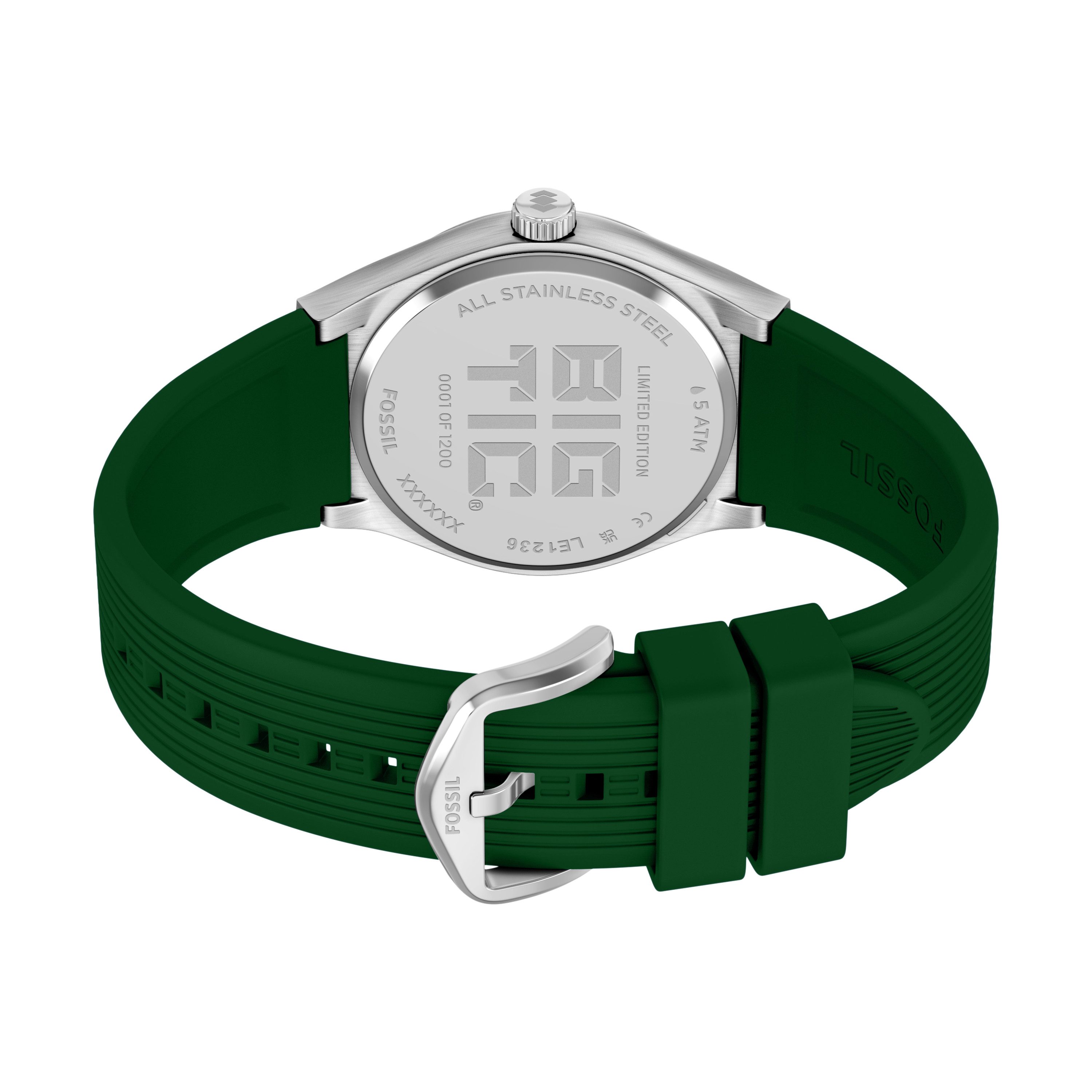 Fossil Quarzuhr World Flags Big Tic Mexico - LE1236, Armbanduhr, Herrenuhr, Silikonarmband, analog, digital