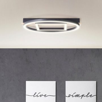 my home LED Deckenleuchte Lysann Deckenlampe, LED fest integriert, Warmweiß, 39 x 37 cm, 24 W, 2500 lm, 3000 K, Holz/Metall, braun/schwarz