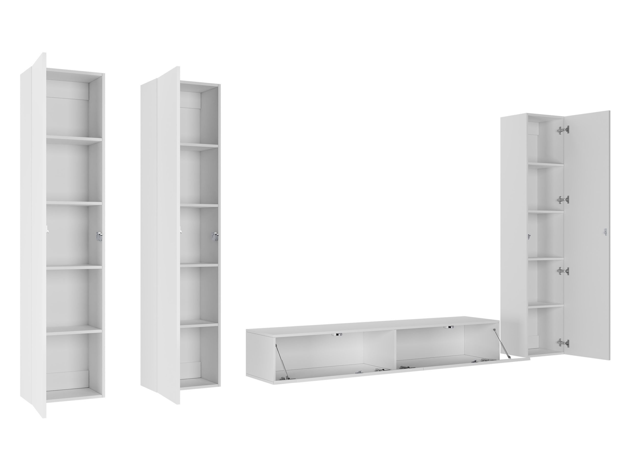 MIRJAN24 Wohnwand Vigo I, (4er-Set, 3x Vitrine, TV-Lowboard 180), grifflosem Öffnen "push to open"