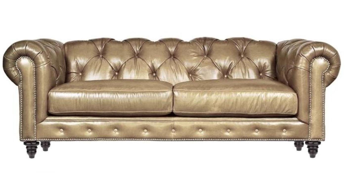 3-er Modernes Chesterfield Chesterfield-Sofa Neu, Europe Made Couch Dreisitzer Design Hellbrauner JVmoebel in