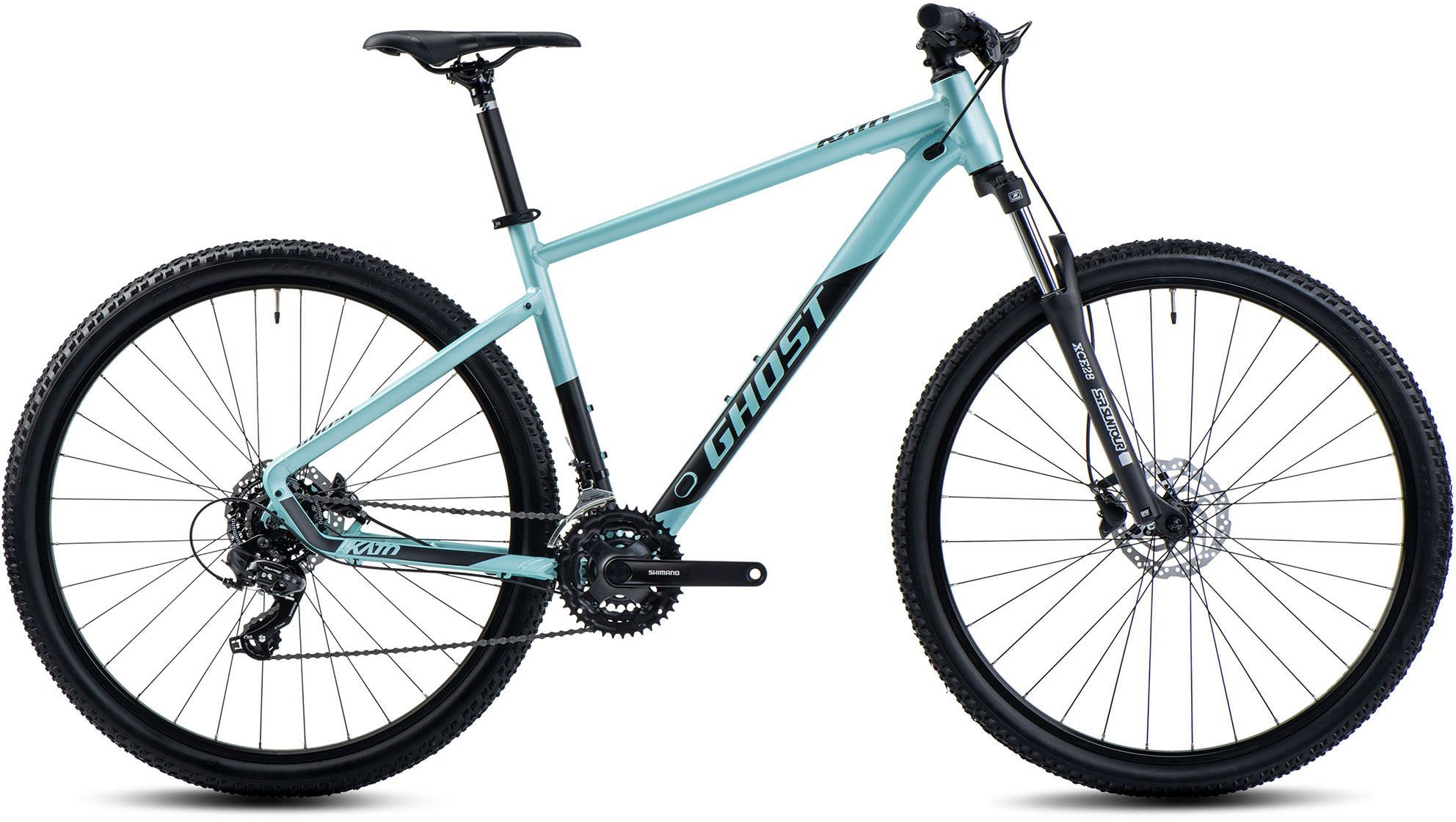 Ghost Mountainbike Kato AL, 21 Gang Shimano Tourney RD-TY300 Schaltwerk, Kettenschaltung, für Damen und Herren, Kettenschaltung