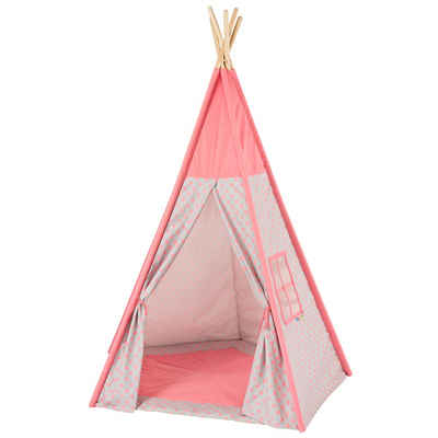 howa Tipi-Zelt Tori, Spielzelt für Kinder, mit Bodenmatte rosa / grau