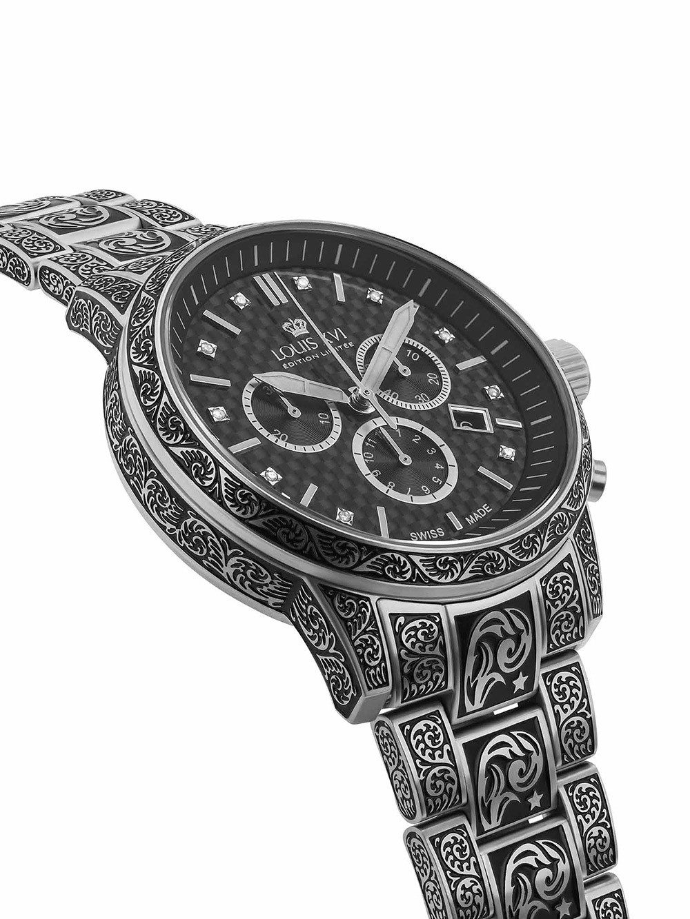 LOUIS XVI Quarzuhr Louis XVI LXVI1721 Herrenuhr Palais Royale Inked Diamond 43mm 10ATM Louis XVI LXVI1721 Herrenuhr Palais Royale Inked Diamond 43mm 10ATM