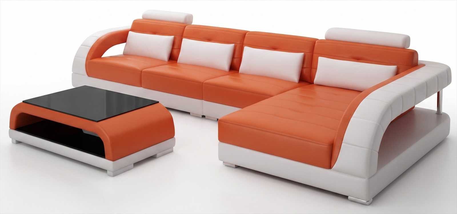 JVmoebel Ecksofa Luxus Ecksofa L-Form in Orange mit Couchtisch Set für modernes, 2 Teile, Special features