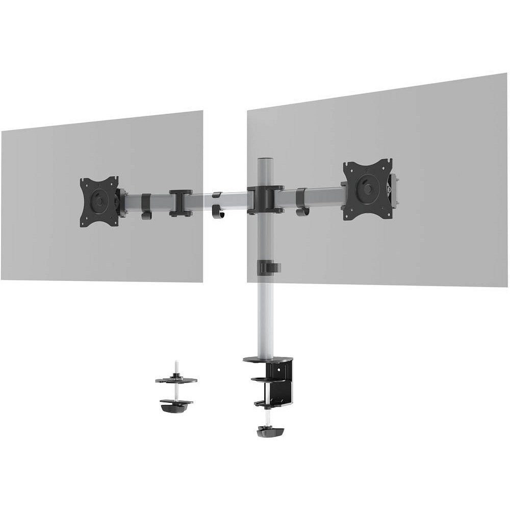 DURABLE Monitor-Halterung 1 Monitor Halterung SELECT für 2 Monitore - silber, (bis 27.00 Zoll, 1-tlg., VESA Norm = 7,5 x 7,5 cm, 10 x 10 cm)
