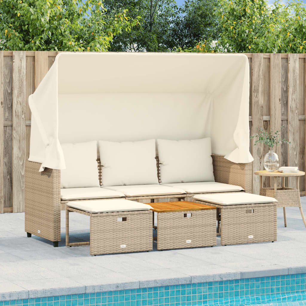 vidaXL Loungesofa Outdoor-Sofa 3-Sitzer mit Dach günstig online kaufen