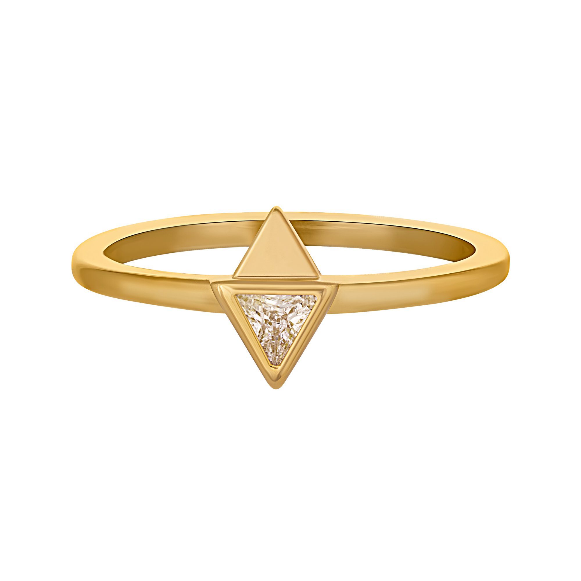 Dreieck mit vergoldet 925 Fingerring CAÏ Silber Zirkonia
