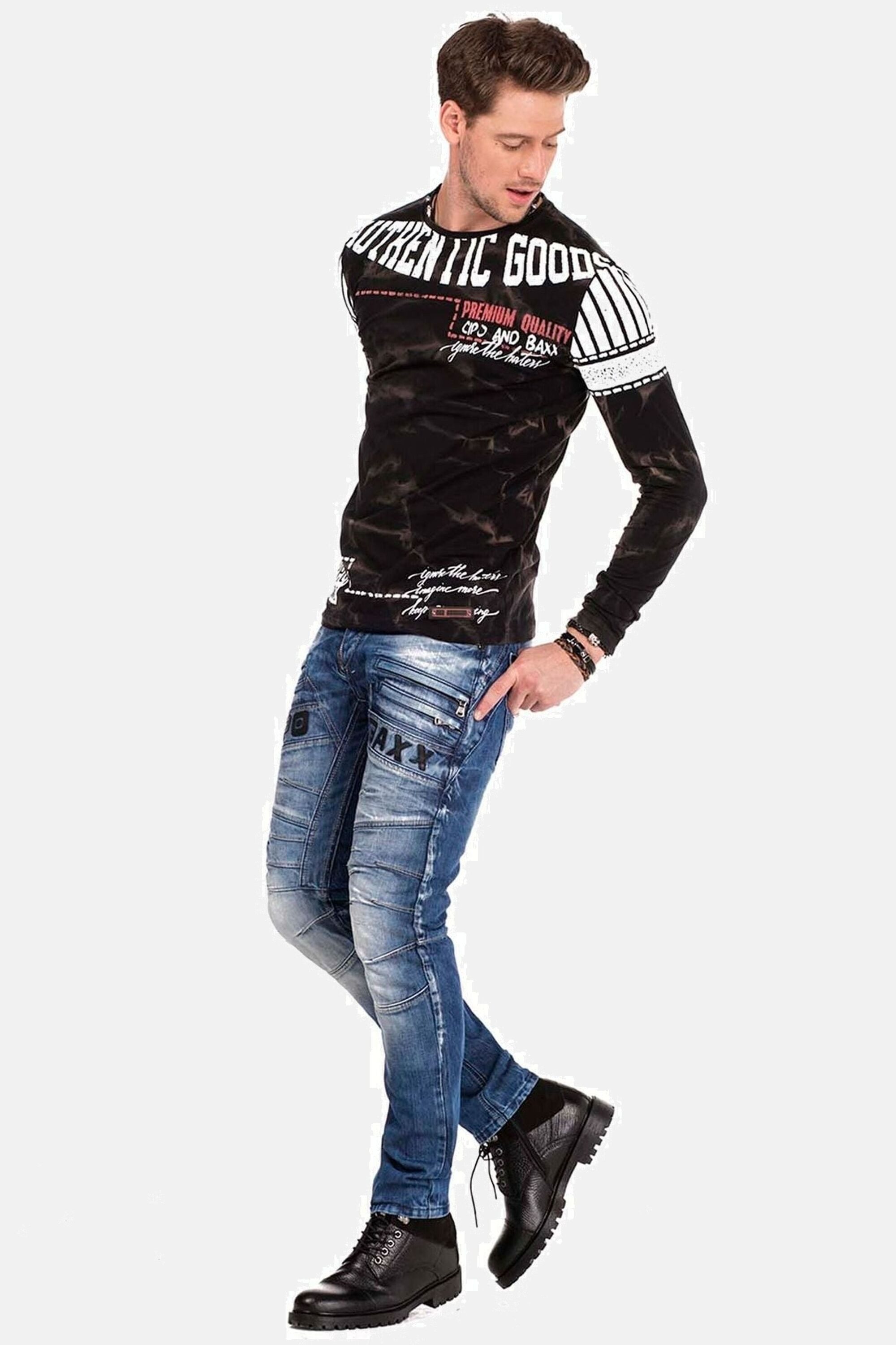Cipo & Baxx Slim-fit-Jeans Jeans mit dekorativer Reißverschluss, CD-491