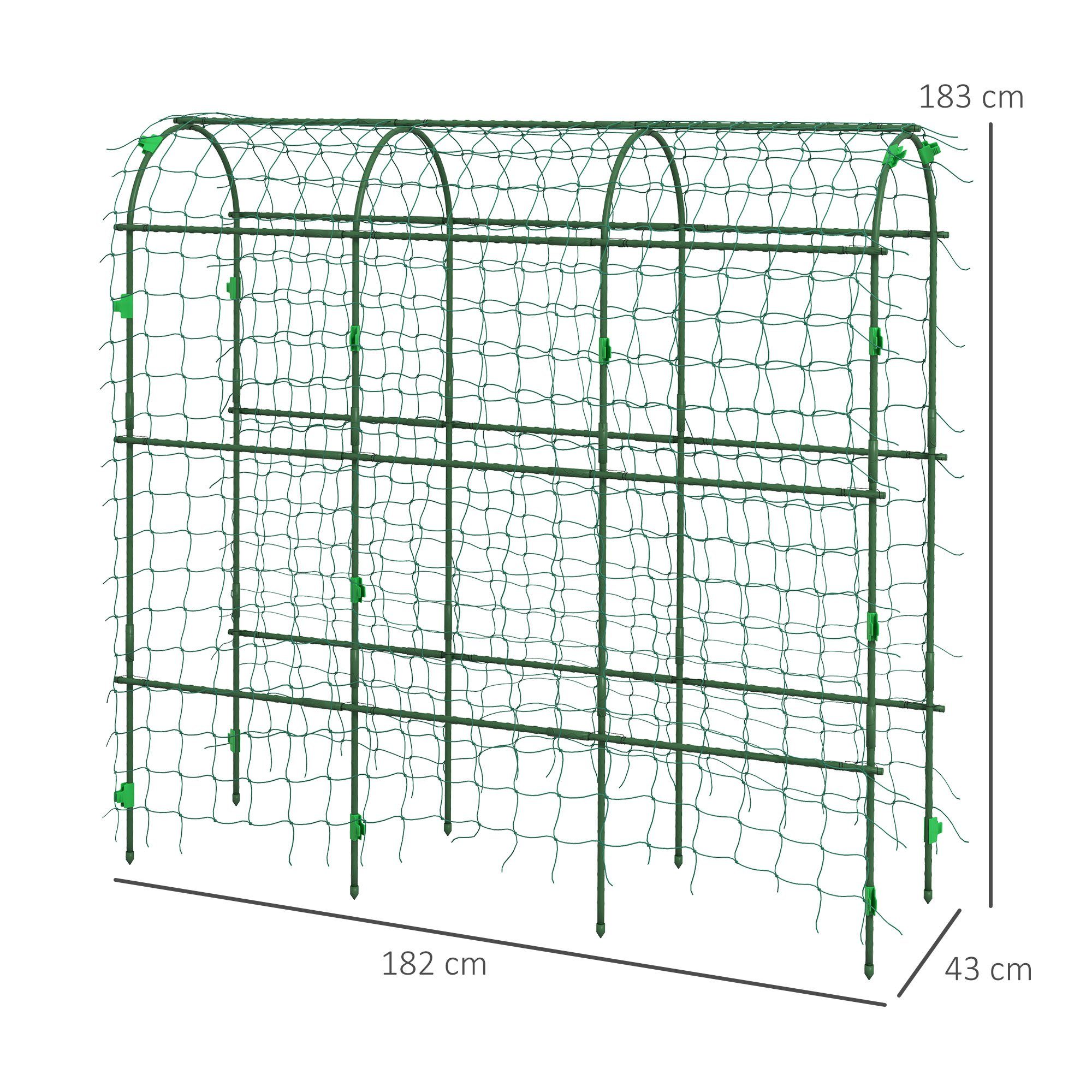 Outsunny Rankhilfe Rankgitter aus Metall rostfrei Garten Spalier Schwarz Pflanzengerüst, 1 St., Pflanzengitter, für Garten, Balkon, Stahl, Grün, 43 x 182 x 183 cm