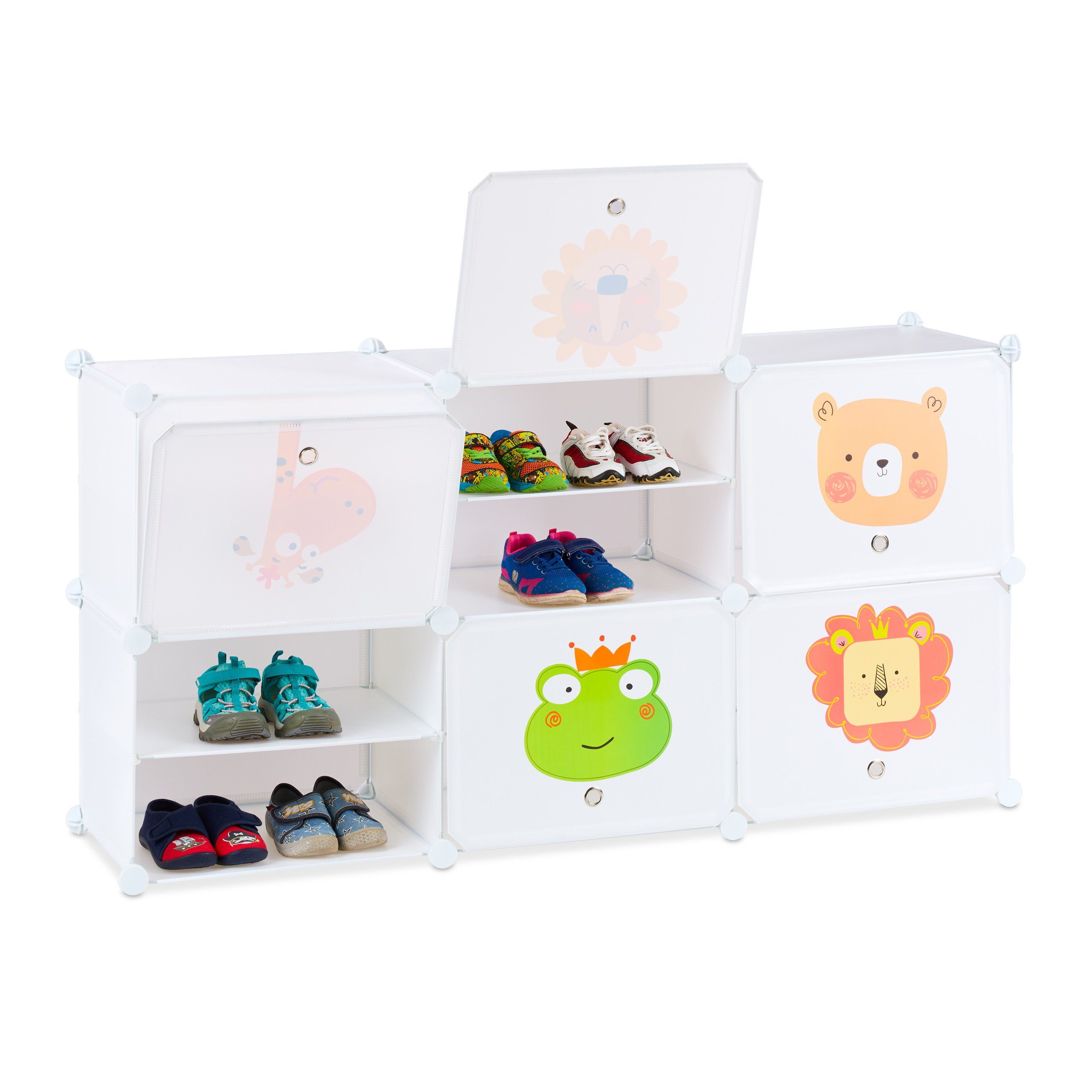 relaxdays Steckregal Schuhregal für Kinder zum Stecken