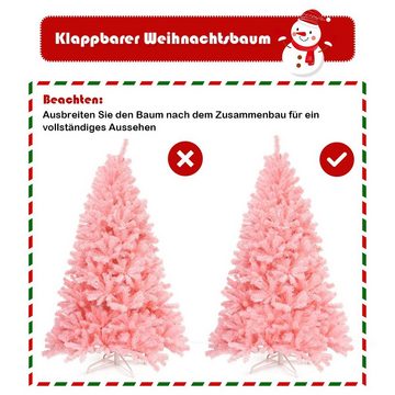 COSTWAY Künstlicher Weihnachtsbaum, 1036 PVC Spitzen, Metallständer, Rosa