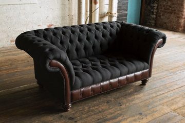 JVmoebel Chesterfield-Sofa, Schwarz Chesterfield Sofa Couch Polster Sitzmöbel Textil Stoff Leder