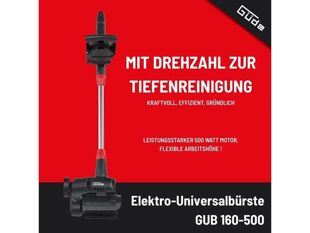 Güde Elektro-Fugenbürste GUB 160-500, 11 cm Arbeitsbreite, 19 cm Bürstendurchmesser, Set, 500 W Motorleistung, inkl. 3 Spezialbürsten, 600-1200 U/min