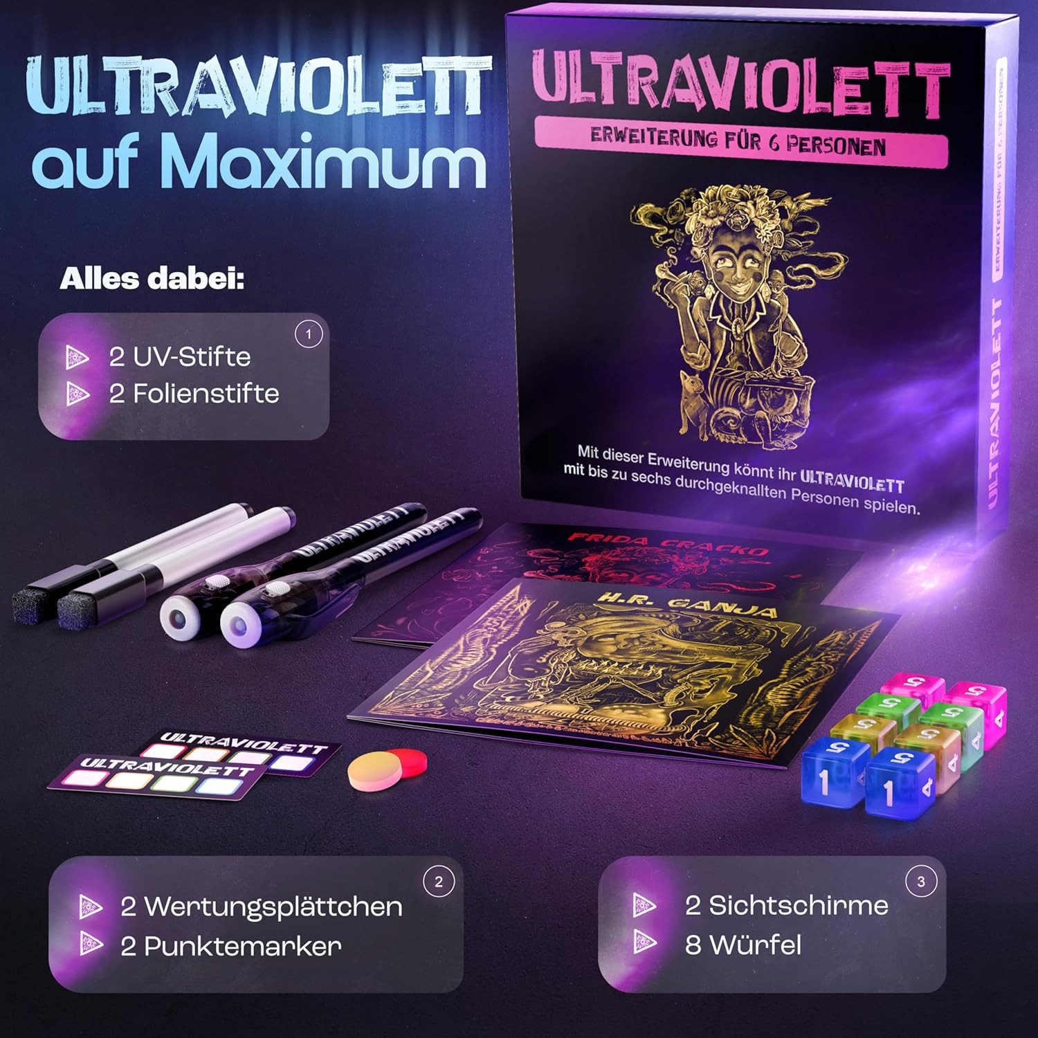 Kampfhummel Spiele Spiel Ultraviolett 6 Spieler Erweiterung, Zeichenspiel, Brettspiel für Erwachsene, für 2 zusätzliche Spieler