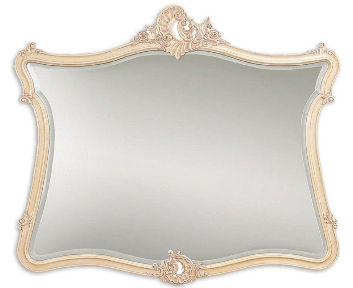 Casa Padrino Barockspiegel Luxus Barock Spiegel Creme / Beige 146 x 6 x H. 125 cm - Mahagoni Wandspiegel im Barockstil - Antik Stil Garderoben Spiegel - Wohnzimmer Spiegel - Barock Möbel