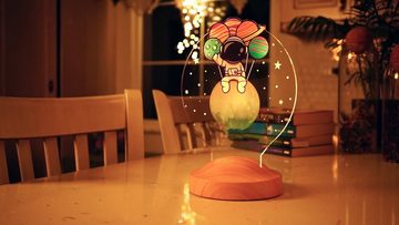 Geschenkelampe LED Nachttischlampe Astronaut 3D Kinderzimmer Nactlicht mit UV Druck Geschenk für Baby, Leuchte 7 Farben fest integriert, Geburtstagsgeschenk für Jungen, Kinder