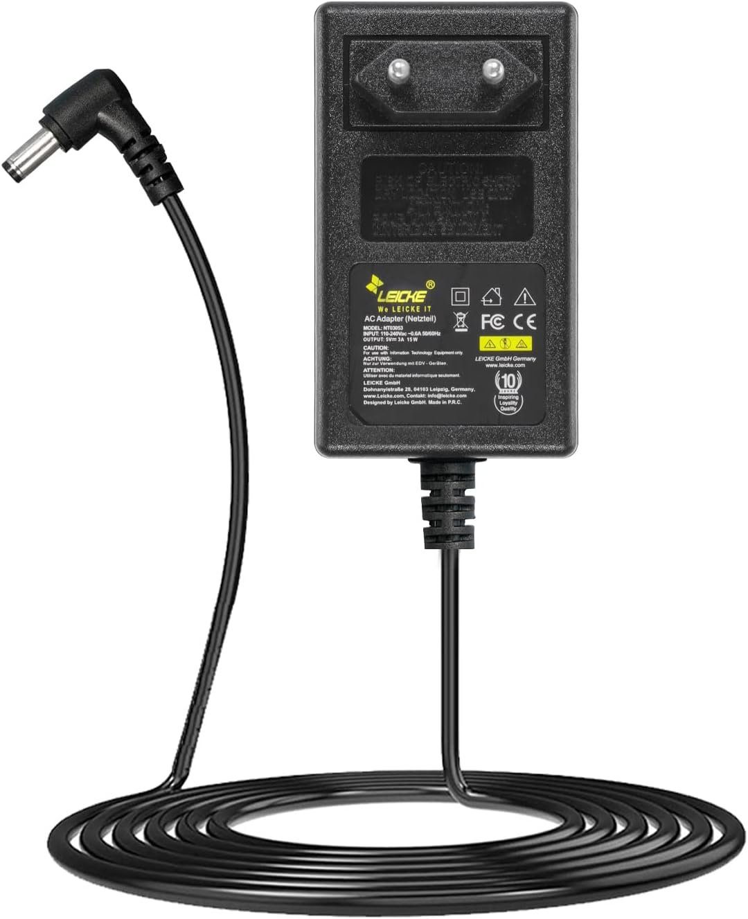Leicke Netzteil 5V 3A Ladegerät 15W fürDVD/Blu Ray Laufwerke Festplatten Akku Netzteil (besonders leicht, Kurzschluss-, Überspannungs- und Überhitzungsschutz)