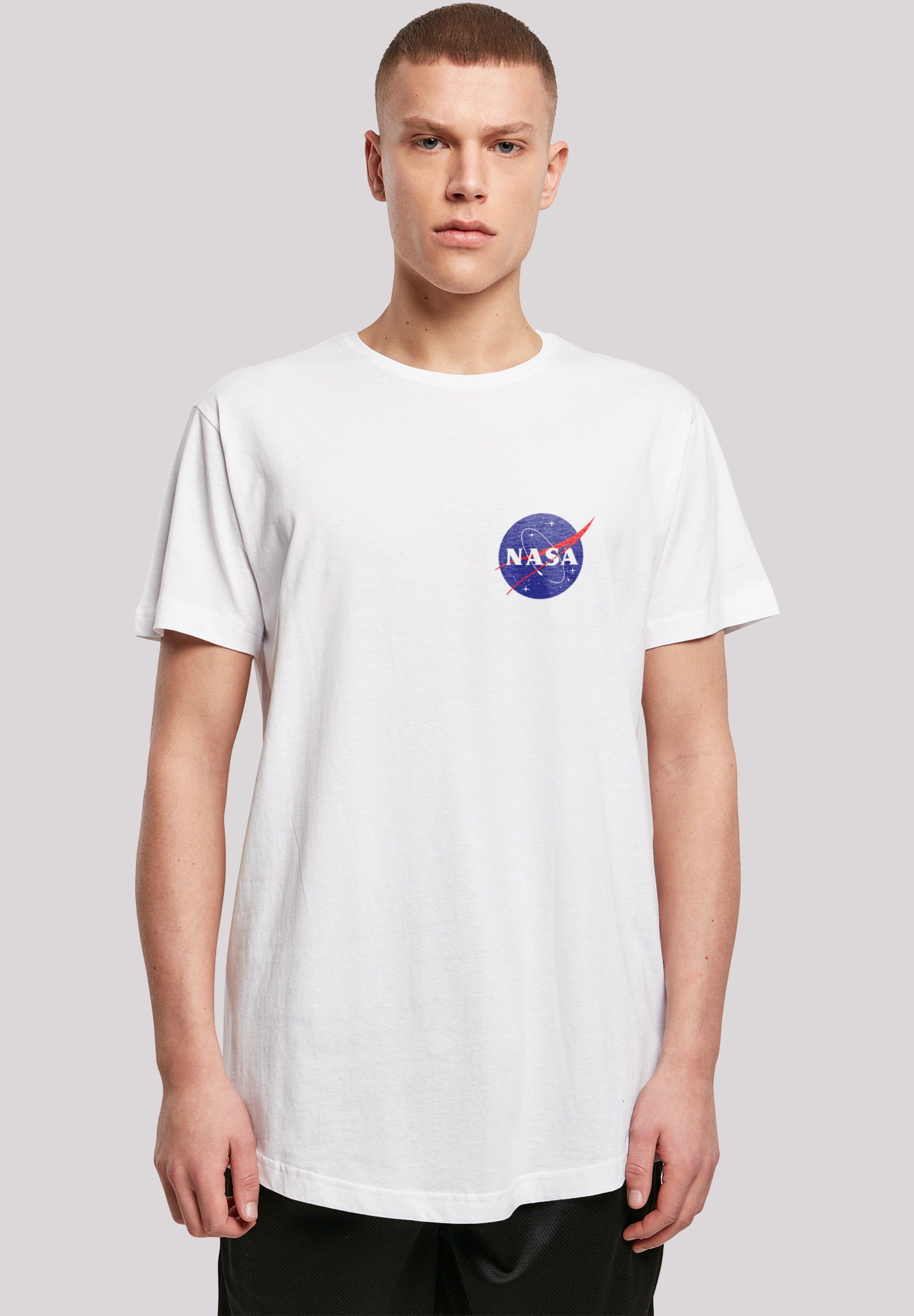 F4NT4STIC T-Shirt NASA Classic White Logo Merch,Lang,Longshirt,Bedruckt Chest Herren,Premium Insignia
