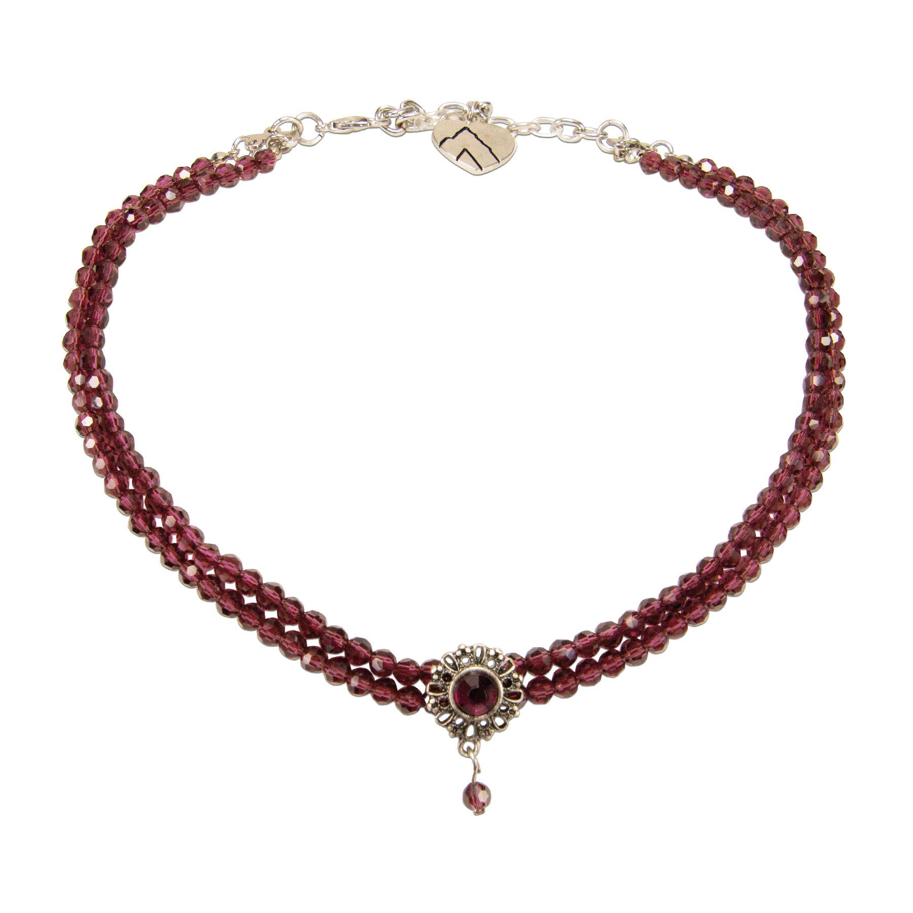 Alpenflüstern Collier Trachten Glamour-Kropfkette Helena (beere), - Perlen Halskette, Trachtenkette, eleganter Damen-Trachtenschmuck, Di
