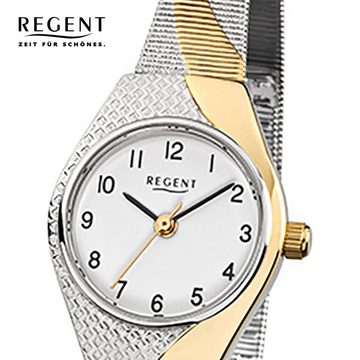 Regent Quarzuhr Regent Damen-Armbanduhr silber gold Analog, Damen Armbanduhr oval, klein (ca. 23x30mm), Edelstahl, ionenplattiert