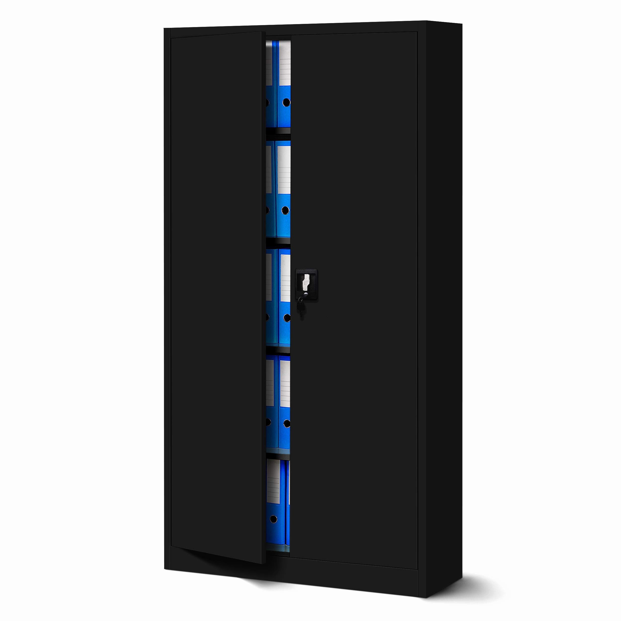 Jan Nowak Aktenschrank Metall Büroschrank abschließbar 90 cm JAN 4 Böden Stahl (Pulverbeschichtet 0,6 mm Wandmontage möglich PZH-zertifiziert) Ordnerschrank 50 Ordner Schloss 2 Schlüssel robust 13 Farben