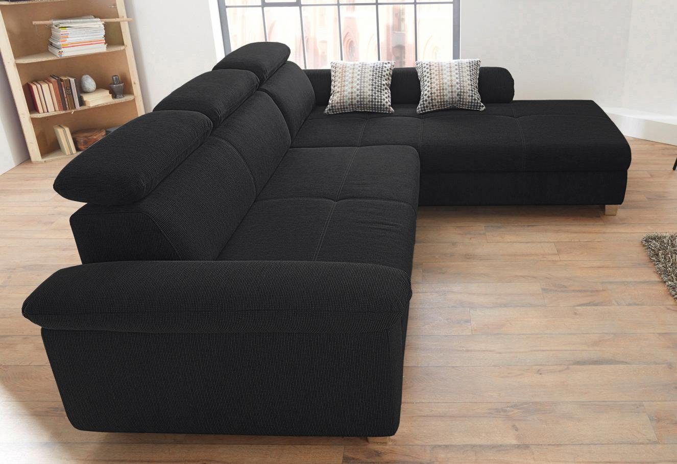 Jockenhöfer Gruppe Ecksofa Landshut L-Form, B: 295 cm, mit Schlaffunktion, Kopfteilverstellung & 2 Zierkissen